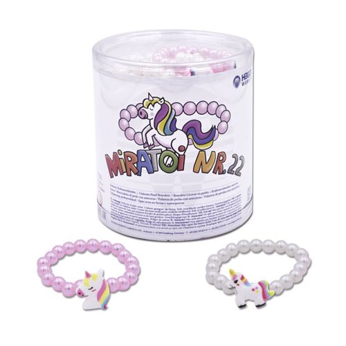 Miratoi perličkové náramky s jednorožcom ružové/biele 50ks