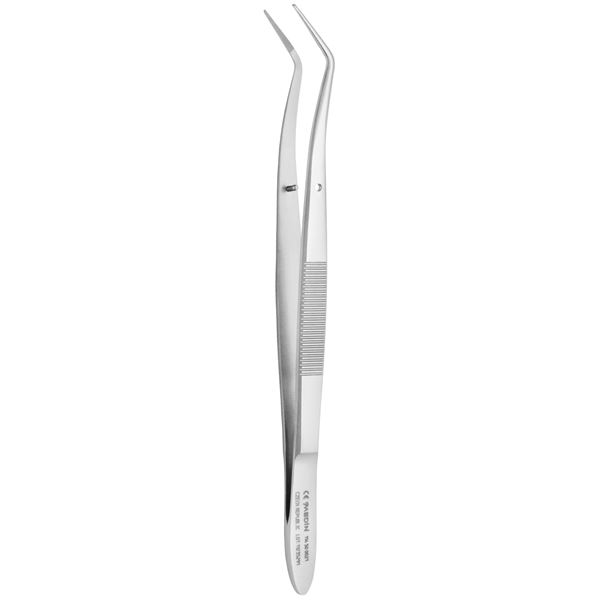 Pinzeta zubná s ryh.čelusťou lomená 15,7 cm  114500021