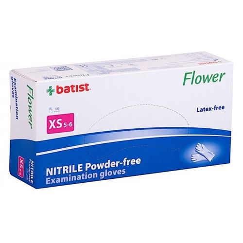 Rukavice nitril Flower modré XS, 100 ks -dopredaj