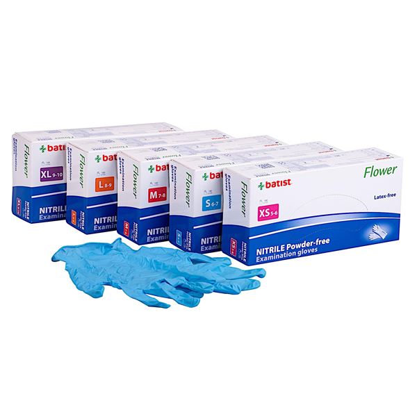 Rukavice nitril Flower modré XS, 100 ks -dopredaj