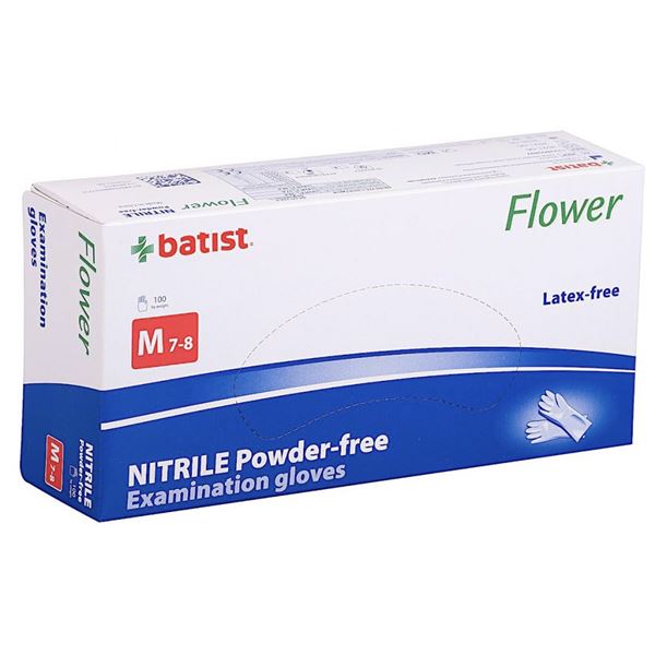 Rukavice nitril Flower modré M, 100 ks