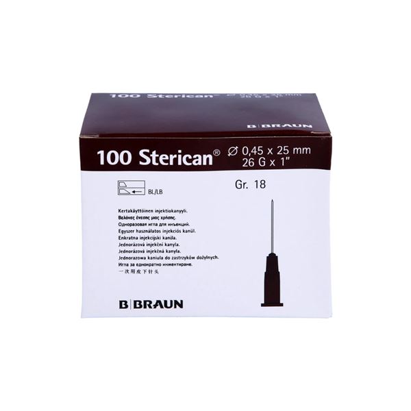 Injekčné ihly 0,45x25 mm hnedé Sterican 100ks