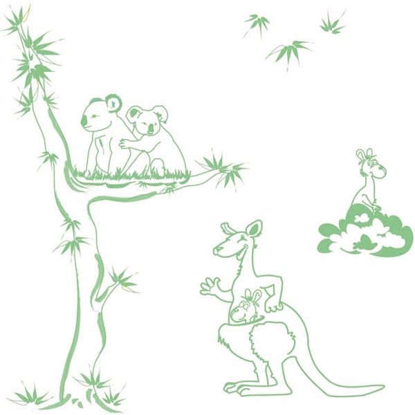 Podbradndíky detské koala a klokan zelené role 40x32 100 ks