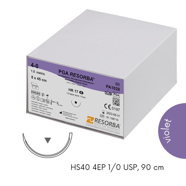 PGA Resorba violet 4EP 1/0USP HS40 90cm, 24ks