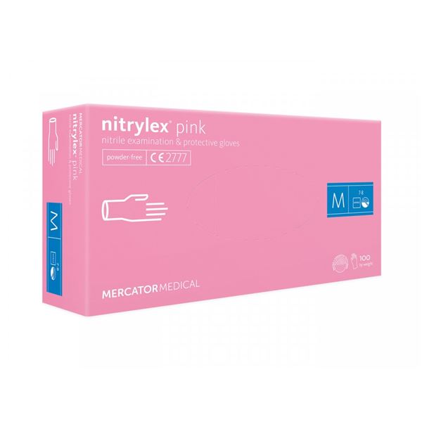 Rukavice Nitrylex Pink, 100 ks - M  (len po 10bal.)