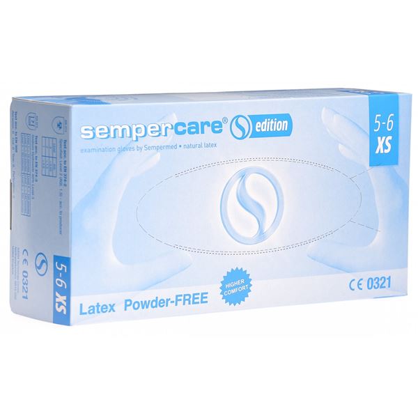 Rukavice Sempercare bez púdru XS latex 100KS