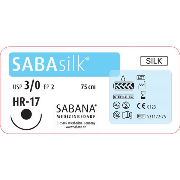 SABAsilk EP2 USP3/0 HR17 čierne 75cm, 24ks