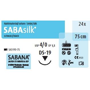 SABAsilk EP1.5 USP4/0 DS19 čierne 75cm, 24ks