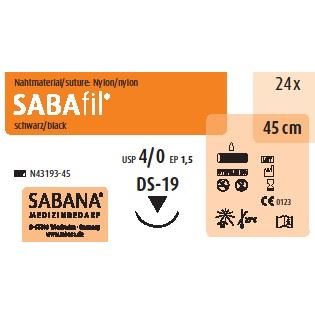 SABAfil EP1.5 USP4/0 DS19 čierné 45cm, 24ks N-43193-45