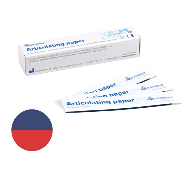 Artikulačný papier rovný 40my,modro-červ. INT0102