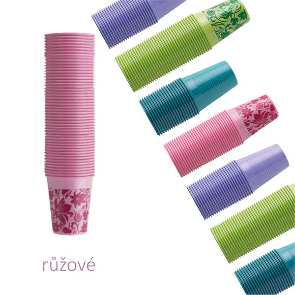 Poháriky Floral ružová  Monoart EURONDA 1000 ks