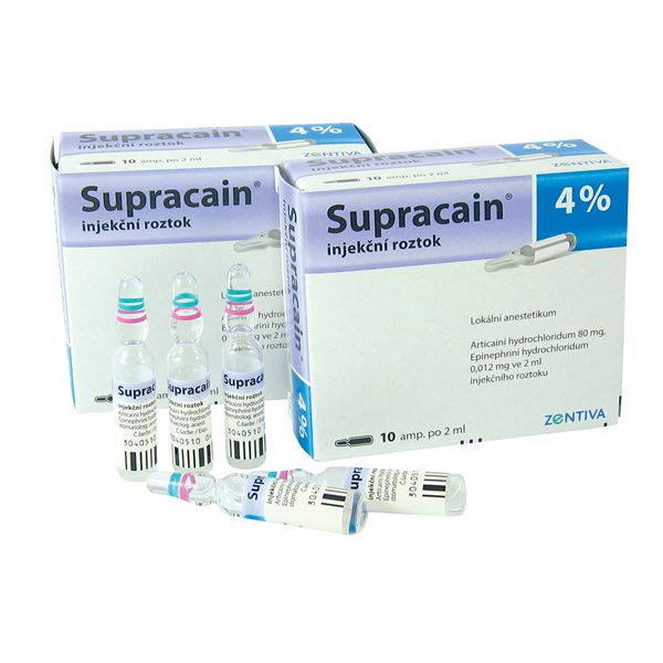Supracain 4% inj.10x2ml. ŠUKL kód 93109