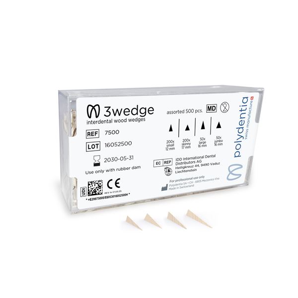 Drevené klinky Polydentia 3Wedge Set 500ks