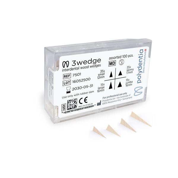 Drevené klinky Polydentia 3Wedge Set 100ks
