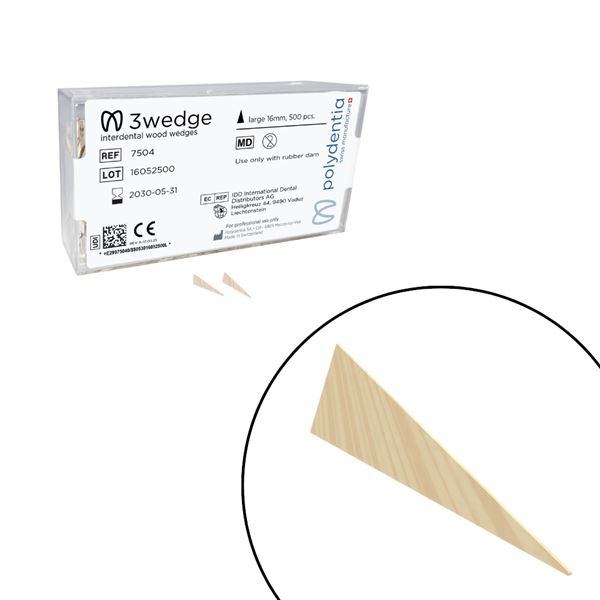 Drevené klinky Polydentia 3Wedge Large 500ks