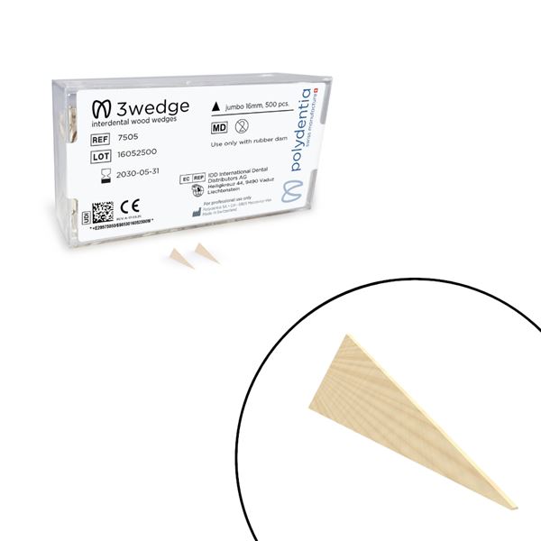 Drevené klinky Polydentia 3Wedge Jumbo 500ks