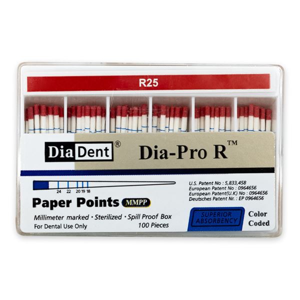 Papierove čapy DiaDent DiaPro Recipro R25 červené