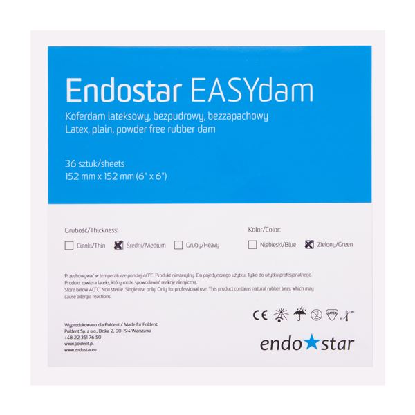 Endostar Easy Dam latexové blany stredné zelené, 36ks BONUS