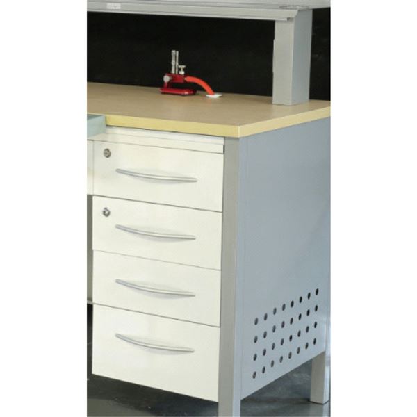 Laboratórny stôl kovový - drevo/zv.šedá/biela