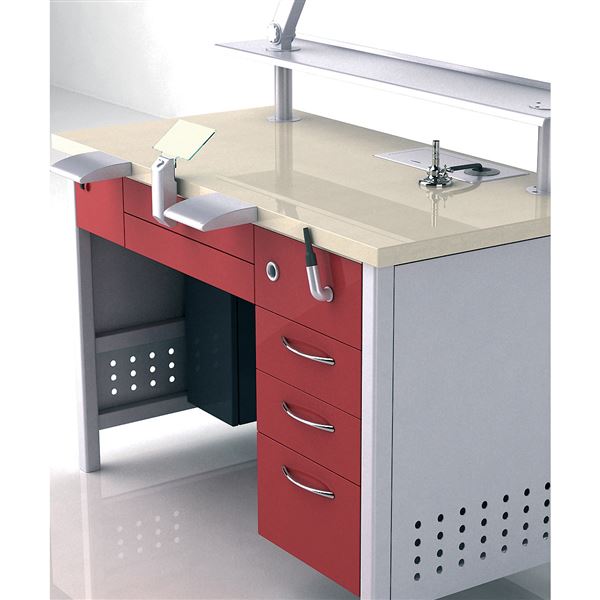 Laboratórny stôl kovový - drevo/zv.šedá/biela