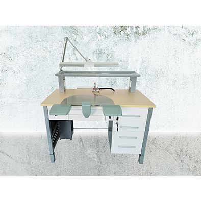 Laboratórny stôl kovový - drevo/zv.šedá/biela