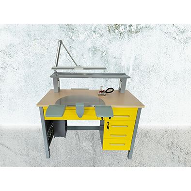 Laboratórny stôl kovový - drevo/zv.šedá/biela