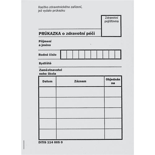 Preukážka o zdravotnej starost. - 100ks